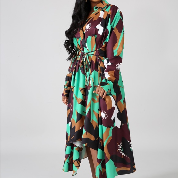 🌟HP🌟Dani Green & Brown Long Sleeve Dress👗 - Picture 14 of 15